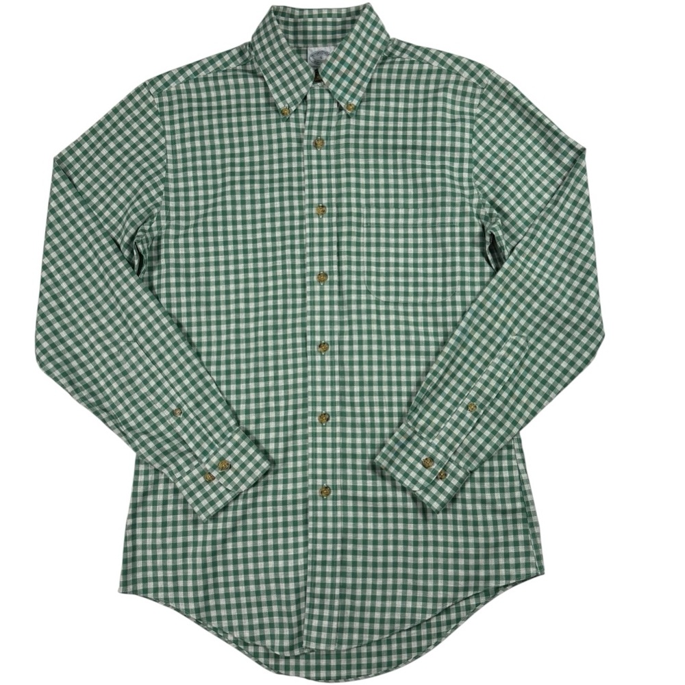 Brooks Brothers S Green Gray Checkered Shirt Non Iron Supima Cotton Button Down - Picture 4 of 10